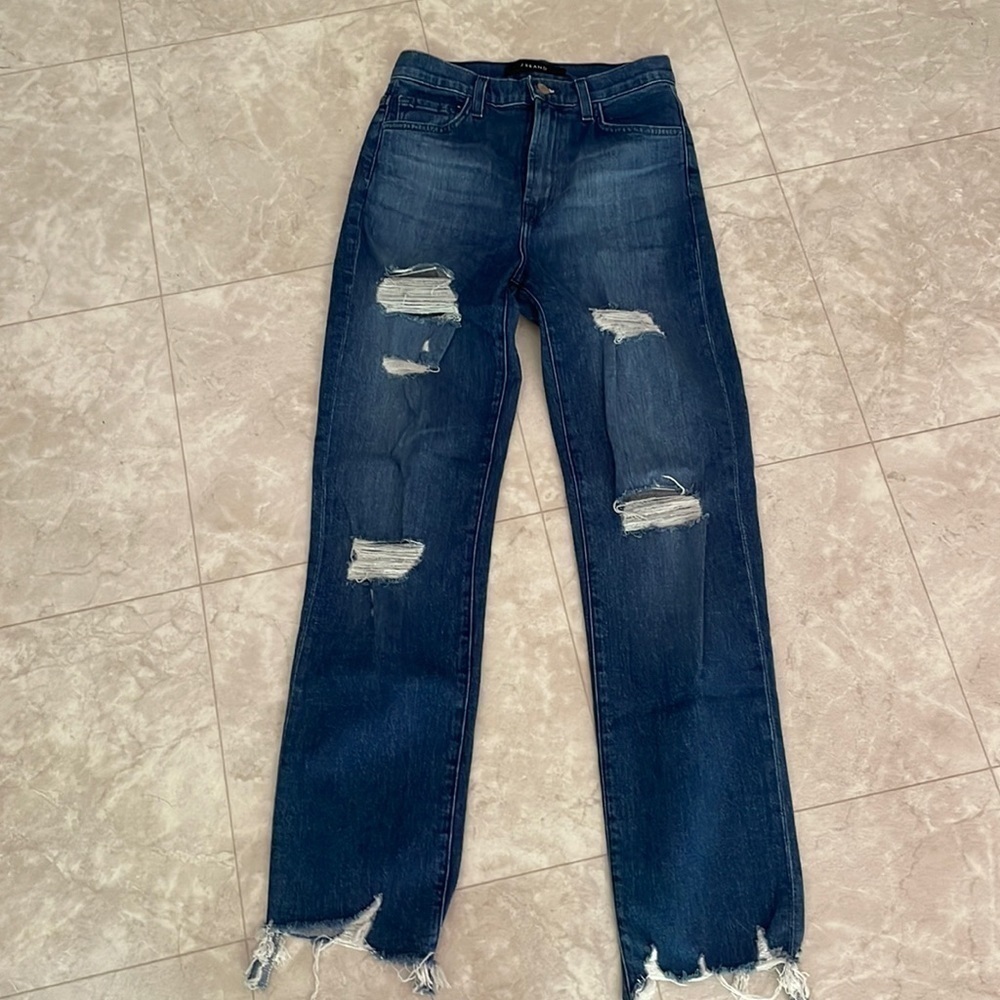 J Brand High Waist Distressed Jeans 24